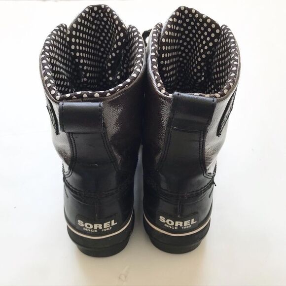 Sorel Black lace up short rain Boots Size 5 - Picture 6 of 8